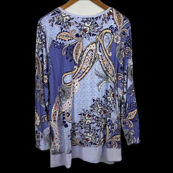 Chicos Long Sleeve Tunic Knit Top 3 (XL) Lagenlook Artsy Comfort Office Everyday - Picture 3 of 9